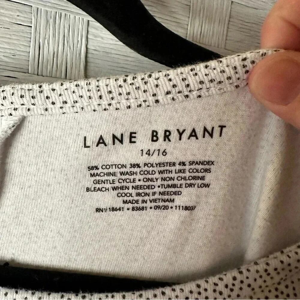 Lane Bryant long sleeve T-shirt white black dots normcore casual plus size - Picture 3 of 8